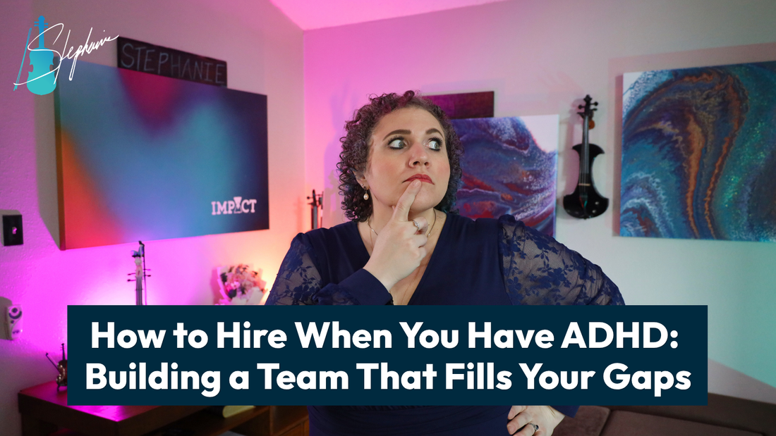 Stephanie Scheller, founder of Grow Disrupt, stands with a thoughtful, questioning expression, hand on chin, illustrating the decision-making challenges of hiring with ADHD.