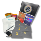 Forge Your Future kit by Grow Disrupt with guidebook, Reflect journal, Smoke & Bloom tea, Focus & Energize coffee, five numbered daily envelopes, forge stone, and pen.